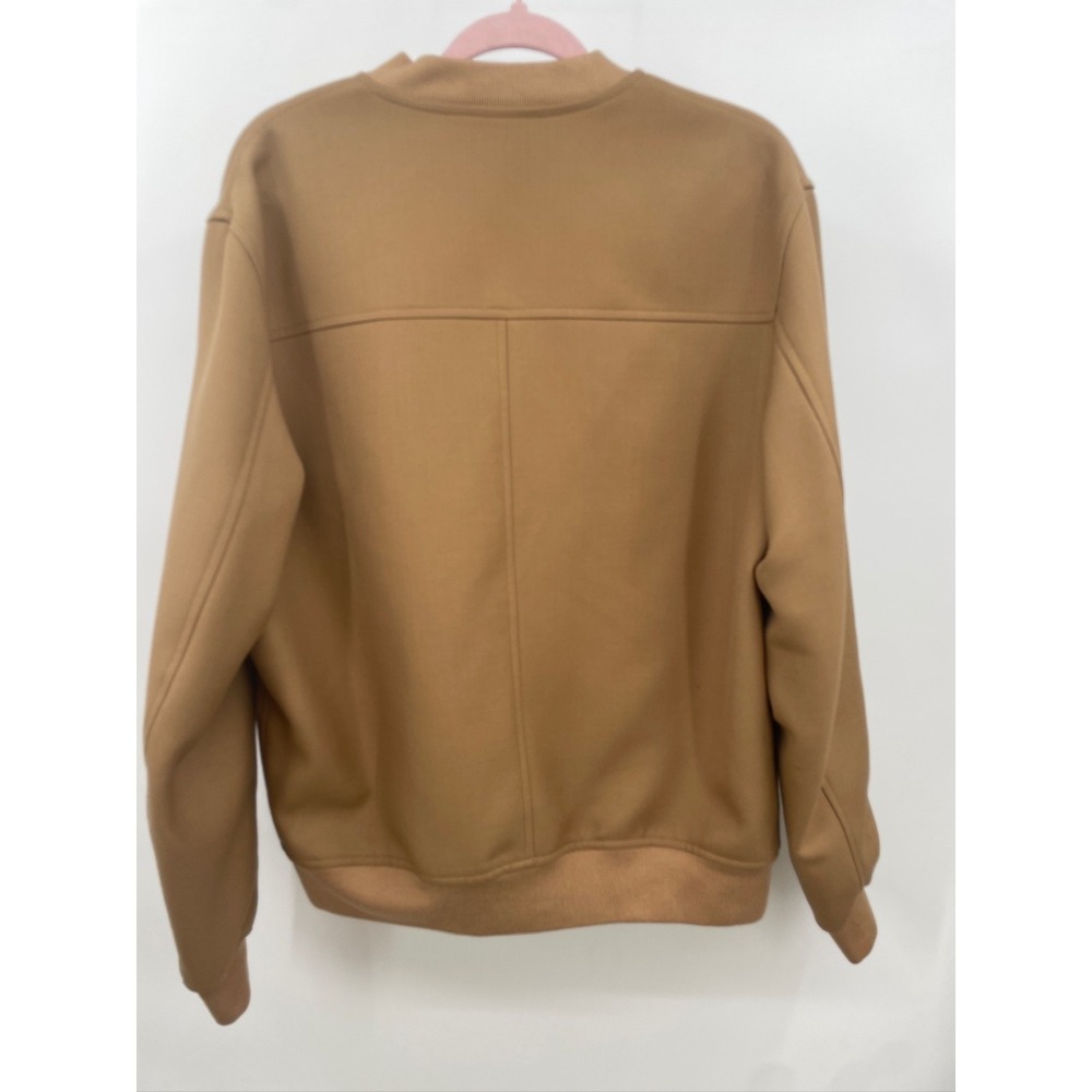 sandro zip up varsity jacket mens size XL camel brown long sleeve new teddy - Picture 9 of 10
